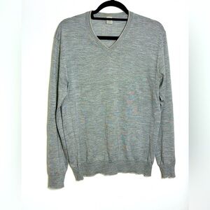 Eleventy Men’s Wool Silk Italian Fine Knit Grey V-neck Sweater SzM